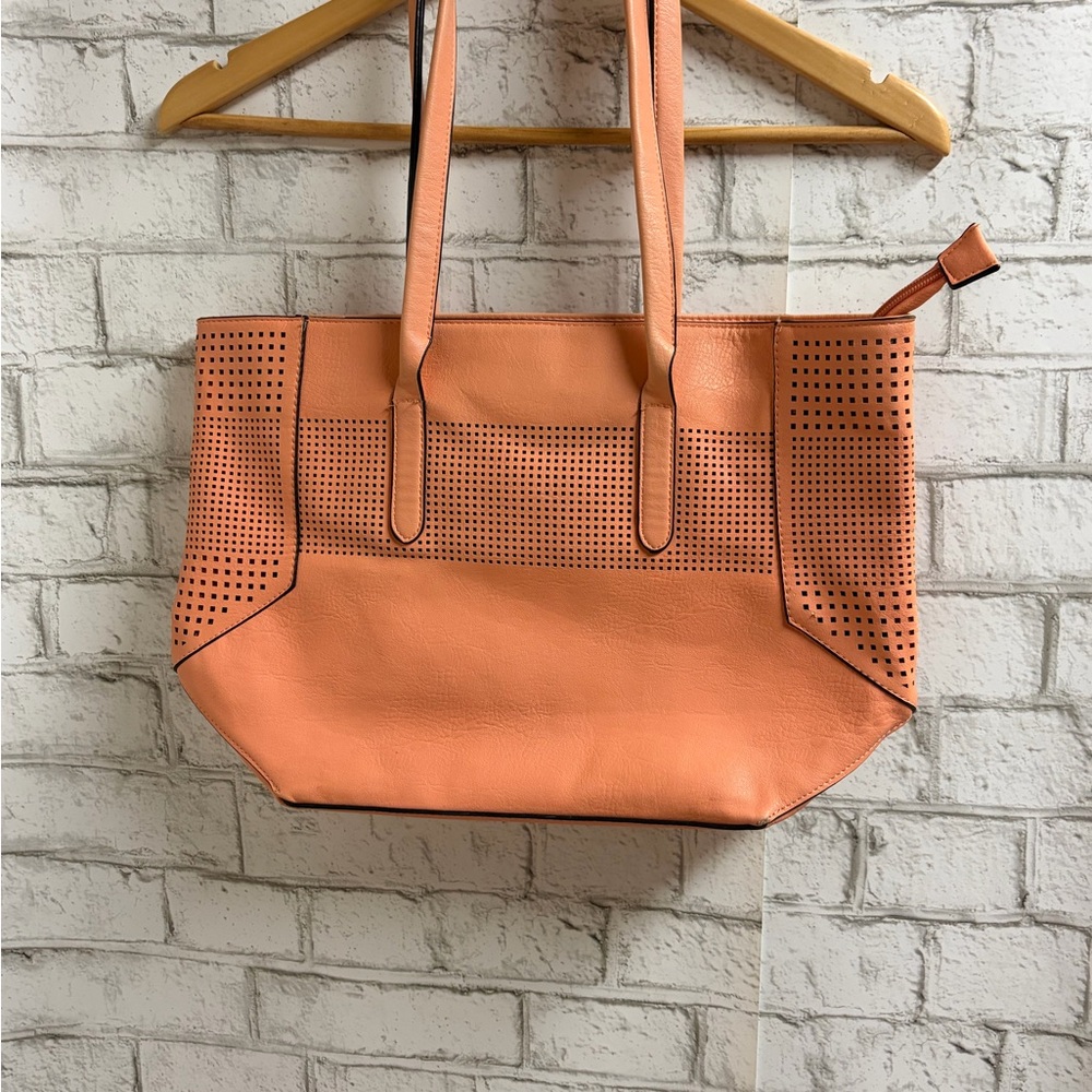 Blush Perforated Salmon/Peach Shoulder Bag